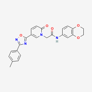 molecular formula C24H20N4O5 B2404898 N-(2,3-dihydro-1,4-benzodioxin-6-yl)-2-{5-[3-(4-methylphenyl)-1,2,4-oxadiazol-5-yl]-2-oxo-1,2-dihydropyridin-1-yl}acetamide CAS No. 1112408-64-6