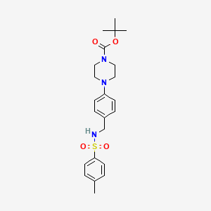 molecular formula C23H31N3O4S B2404903 tert-butyl 4-[4-({[(4-methylphenyl)sulfonyl]amino}methyl)phenyl]tetrahydro-1(2H)-pyrazinecarboxylate CAS No. 866050-38-6