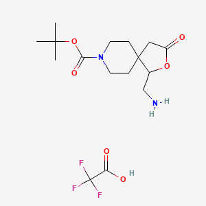 molecular formula C16H25F3N2O6 B2404957 tert-butyl 1-(aminomethyl)-3-oxo-2-oxa-8-azaspiro[4.5]decane-8-carboxylate, trifluoroacetic acid CAS No. 2305252-63-3