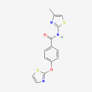 molecular formula C14H11N3O2S2 B2404962 N-(4-methyl-1,3-thiazol-2-yl)-4-(1,3-thiazol-2-yloxy)benzamide CAS No. 2034274-62-7