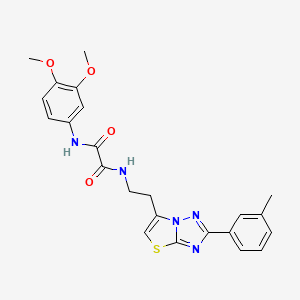 molecular formula C23H23N5O4S B2404983 N1-(3,4-dimethoxyphenyl)-N2-(2-(2-(m-tolyl)thiazolo[3,2-b][1,2,4]triazol-6-yl)ethyl)oxalamide CAS No. 894041-36-2