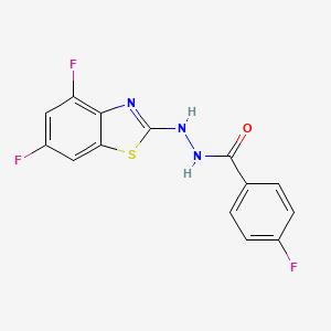 molecular formula C14H8F3N3OS B2405028 N'-(4,6-difluorobenzo[d]thiazol-2-yl)-4-fluorobenzohydrazide CAS No. 851988-18-6
