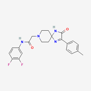 molecular formula C22H22F2N4O2 B2405067 N-(3,4-difluorophenyl)-2-[2-(4-methylphenyl)-3-oxo-1,4,8-triazaspiro[4.5]dec-1-en-8-yl]acetamide CAS No. 932291-89-9