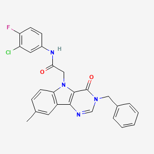 2-(3-benzyl-8-methyl-4-oxo-3H-pyrimido[5,4-b]indol-5(4H)-yl)-N-(3-chloro-4-fluorophenyl)acetamide