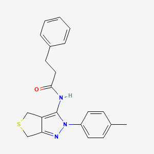N-[2-(4-methylphenyl)-4,6-dihydrothieno[3,4-c]pyrazol-3-yl]-3-phenylpropanamide