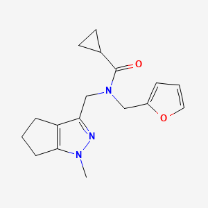 N-(furan-2-ylmethyl)-N-((1-methyl-1,4,5,6-tetrahydrocyclopenta[c]pyrazol-3-yl)methyl)cyclopropanecarboxamide