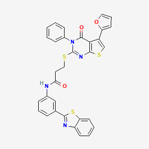 N-[3-(1,3-benzothiazol-2-yl)phenyl]-3-[5-(furan-2-yl)-4-oxo-3-phenylthieno[2,3-d]pyrimidin-2-yl]sulfanylpropanamide