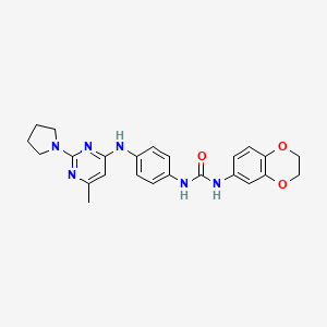 1-(2,3-Dihydrobenzo[b][1,4]dioxin-6-yl)-3-(4-((6-methyl-2-(pyrrolidin-1-yl)pyrimidin-4-yl)amino)phenyl)urea