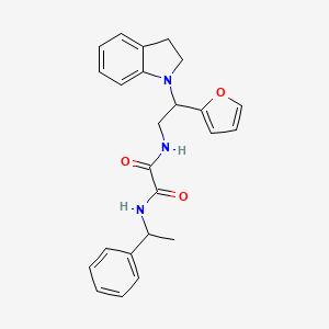 molecular formula C24H25N3O3 B2405128 N1-(2-(furan-2-yl)-2-(indolin-1-yl)ethyl)-N2-(1-phenylethyl)oxalamide CAS No. 898458-51-0