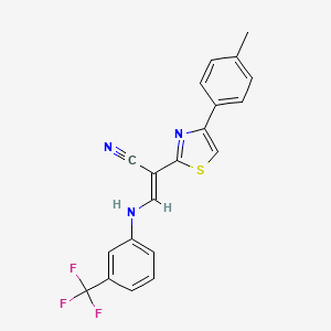 (E)-2-(4-(p-tolyl)thiazol-2-yl)-3-((3-(trifluoromethyl)phenyl)amino)acrylonitrile