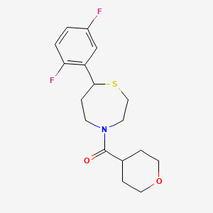molecular formula C17H21F2NO2S B2405158 (7-(2,5-difluorophenyl)-1,4-thiazepan-4-yl)(tetrahydro-2H-pyran-4-yl)methanone CAS No. 1705996-34-4