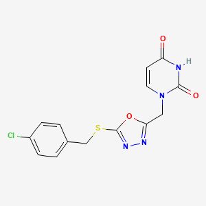 1-((5-((4-chlorobenzyl)thio)-1,3,4-oxadiazol-2-yl)methyl)pyrimidine-2,4(1H,3H)-dione