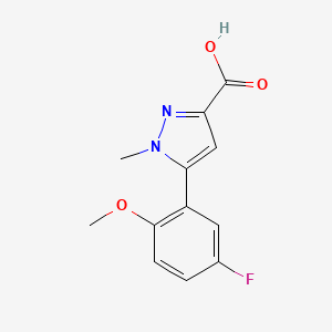molecular formula C12H11FN2O3 B2405191 5-(5-fluoro-2-methoxyphenyl)-1-methyl-1H-pyrazole-3-carboxylic acid CAS No. 1216269-46-3