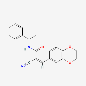 (Z)-2-Cyano-3-(2,3-dihydro-1,4-benzodioxin-6-yl)-N-(1-phenylethyl)prop-2-enamide
