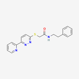 molecular formula C19H18N4OS B2405216 N-(2-PHENYLETHYL)-2-{[6-(PYRIDIN-2-YL)PYRIDAZIN-3-YL]SULFANYL}ACETAMIDE CAS No. 892439-07-5