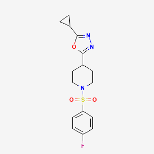2-Cyclopropyl-5-(1-((4-fluorophenyl)sulfonyl)piperidin-4-yl)-1,3,4-oxadiazole