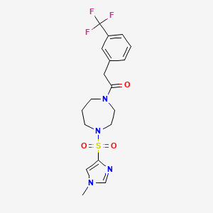 molecular formula C18H21F3N4O3S B2405220 1-(4-((1-methyl-1H-imidazol-4-yl)sulfonyl)-1,4-diazepan-1-yl)-2-(3-(trifluoromethyl)phenyl)ethanone CAS No. 1904180-70-6