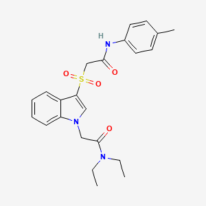 N,N-diethyl-2-(3-((2-oxo-2-(p-tolylamino)ethyl)sulfonyl)-1H-indol-1-yl)acetamide