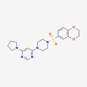 4-(4-((2,3-Dihydrobenzo[b][1,4]dioxin-6-yl)sulfonyl)piperazin-1-yl)-6-(pyrrolidin-1-yl)pyrimidine