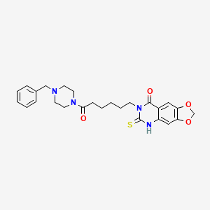 7-[6-(4-benzylpiperazin-1-yl)-6-oxohexyl]-6-thioxo-6,7-dihydro[1,3]dioxolo[4,5-g]quinazolin-8(5H)-one