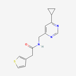 molecular formula C14H15N3OS B2405253 N-((6-cyclopropylpyrimidin-4-yl)methyl)-2-(thiophen-3-yl)acetamide CAS No. 2320605-24-9