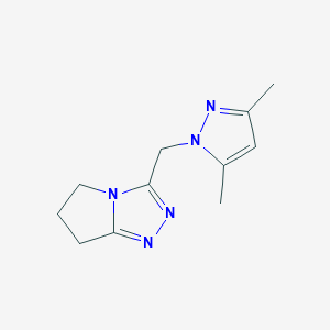 molecular formula C11H15N5 B2405254 3-[(3,5-Dimethylpyrazol-1-yl)methyl]-6,7-dihydro-5H-pyrrolo[2,1-c][1,2,4]triazole CAS No. 2303352-78-3