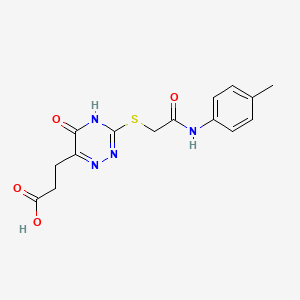 molecular formula C15H16N4O4S B2405255 3-(5-Oxo-3-((2-oxo-2-(p-tolylamino)ethyl)thio)-4,5-dihydro-1,2,4-triazin-6-yl)propanoic acid CAS No. 325996-92-7