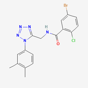 molecular formula C17H15BrClN5O B2405257 5-bromo-2-chloro-N-((1-(3,4-dimethylphenyl)-1H-tetrazol-5-yl)methyl)benzamide CAS No. 897622-35-4