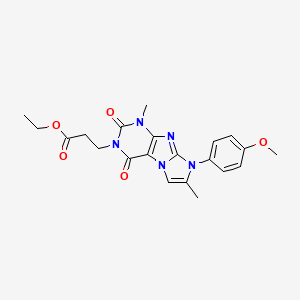molecular formula C21H23N5O5 B2405262 ethyl 3-(8-(4-methoxyphenyl)-1,7-dimethyl-2,4-dioxo-1H-imidazo[2,1-f]purin-3(2H,4H,8H)-yl)propanoate CAS No. 887466-64-0