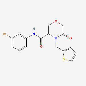molecular formula C16H15BrN2O3S B2405273 N-(3-bromophenyl)-5-oxo-4-(thiophen-2-ylmethyl)morpholine-3-carboxamide CAS No. 1421441-43-1