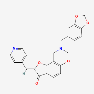 molecular formula C24H18N2O5 B2405281 (Z)-8-(benzo[d][1,3]dioxol-5-ylmethyl)-2-(pyridin-4-ylmethylene)-8,9-dihydro-2H-benzofuro[7,6-e][1,3]oxazin-3(7H)-one CAS No. 929863-98-9