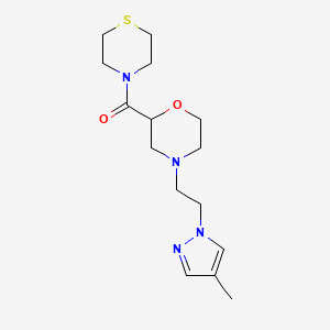 molecular formula C15H24N4O2S B2405286 [4-[2-(4-Methylpyrazol-1-yl)ethyl]morpholin-2-yl]-thiomorpholin-4-ylmethanone CAS No. 2415510-43-7