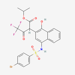 molecular formula C23H19BrF3NO6S B2405288 propan-2-yl 2-[4-(4-bromobenzenesulfonamido)-1-hydroxynaphthalen-2-yl]-4,4,4-trifluoro-3-oxobutanoate CAS No. 425410-46-4