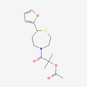 molecular formula C15H21NO4S B2405294 1-(7-(Furan-2-yl)-1,4-thiazepan-4-yl)-2-methyl-1-oxopropan-2-yl acetate CAS No. 1705223-22-8