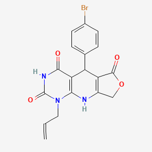 molecular formula C18H14BrN3O4 B2405295 8-(4-Bromophenyl)-13-(prop-2-en-1-yl)-5-oxa-2,11,13-triazatricyclo[7.4.0.0^{3,7}]trideca-1(9),3(7)-diene-6,10,12-trione CAS No. 871548-04-8