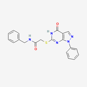 molecular formula C20H17N5O2S B2405318 N-benzyl-2-({4-oxo-1-phenyl-1H,4H,5H-pyrazolo[3,4-d]pyrimidin-6-yl}sulfanyl)acetamide CAS No. 763091-17-4