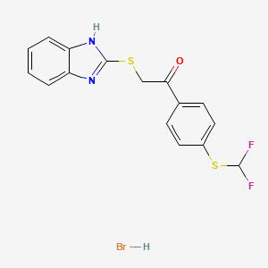 molecular formula C16H13BrF2N2OS2 B2405325 2-((1H-benzo[d]imidazol-2-yl)thio)-1-(4-((difluoromethyl)thio)phenyl)ethanone hydrobromide CAS No. 479351-83-2