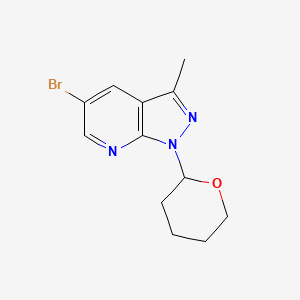 molecular formula C12H14BrN3O B2405327 5-溴-3-甲基-1-(四氢-2H-吡喃-2-基)-1H-吡唑并[3,4-b]吡啶 CAS No. 2177258-36-3