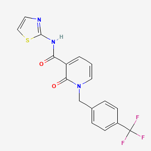 molecular formula C17H12F3N3O2S B2405328 2-oxo-N-(1,3-thiazol-2-yl)-1-[[4-(trifluoromethyl)phenyl]methyl]pyridine-3-carboxamide CAS No. 400084-64-2