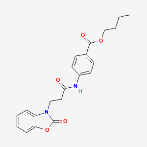 molecular formula C21H22N2O5 B2405329 4-(3-(2-氧代苯并[d]恶唑-3(2H)-基)丙酰氨基)苯甲酸丁酯 CAS No. 851989-26-9