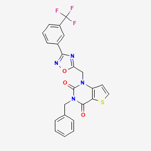molecular formula C23H15F3N4O3S B2405334 N-(2-methylbenzyl)-1-{[4-(5-methyl-1,2,4-oxadiazol-3-yl)-2-thienyl]sulfonyl}piperidine-3-carboxamide CAS No. 1251690-95-5