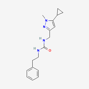 molecular formula C17H22N4O B2405336 1-((5-cyclopropyl-1-methyl-1H-pyrazol-3-yl)methyl)-3-phenethylurea CAS No. 1448052-75-2