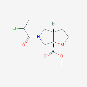 molecular formula C11H16ClNO4 B2405339 Methyl (3aR,6aR)-5-(2-chloropropanoyl)-3,3a,4,6-tetrahydro-2H-furo[2,3-c]pyrrole-6a-carboxylate CAS No. 2411183-72-5