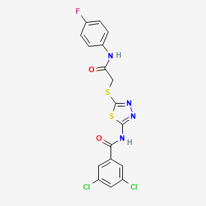 molecular formula C17H11Cl2FN4O2S2 B2405340 3,5-dichloro-N-[5-[2-(4-fluoroanilino)-2-oxoethyl]sulfanyl-1,3,4-thiadiazol-2-yl]benzamide CAS No. 392297-77-7