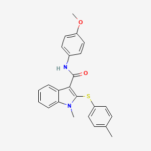 molecular formula C24H22N2O2S B2405342 N-(4-甲氧基苯基)-1-甲基-2-[(4-甲基苯基)硫代]-1H-吲哚-3-甲酰胺 CAS No. 478043-55-9