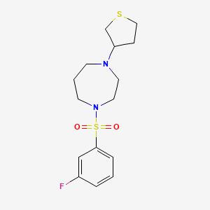 molecular formula C15H21FN2O2S2 B2405343 1-((3-Fluorophenyl)sulfonyl)-4-(tetrahydrothiophen-3-yl)-1,4-diazepane CAS No. 2310102-44-2