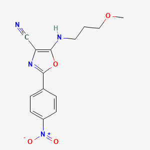 molecular formula C14H14N4O4 B2405347 5-((3-Methoxypropyl)amino)-2-(4-nitrophenyl)oxazole-4-carbonitrile CAS No. 613649-74-4