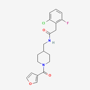 molecular formula C19H20ClFN2O3 B2405351 2-(2-chloro-6-fluorophenyl)-N-((1-(furan-3-carbonyl)piperidin-4-yl)methyl)acetamide CAS No. 1797967-03-3