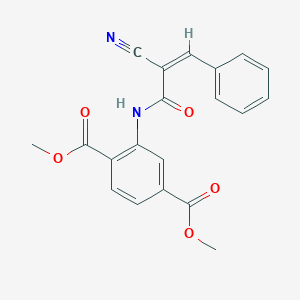molecular formula C20H16N2O5 B2405352 Dimethyl 2-[[(Z)-2-cyano-3-phenylprop-2-enoyl]amino]benzene-1,4-dicarboxylate CAS No. 325765-48-8