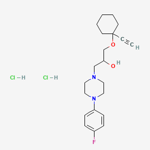 molecular formula C21H31Cl2FN2O2 B2405354 1-((1-乙炔基环己基)氧基)-3-(4-(4-氟苯基)哌嗪-1-基)丙烷-2-醇二盐酸盐 CAS No. 50743-79-8